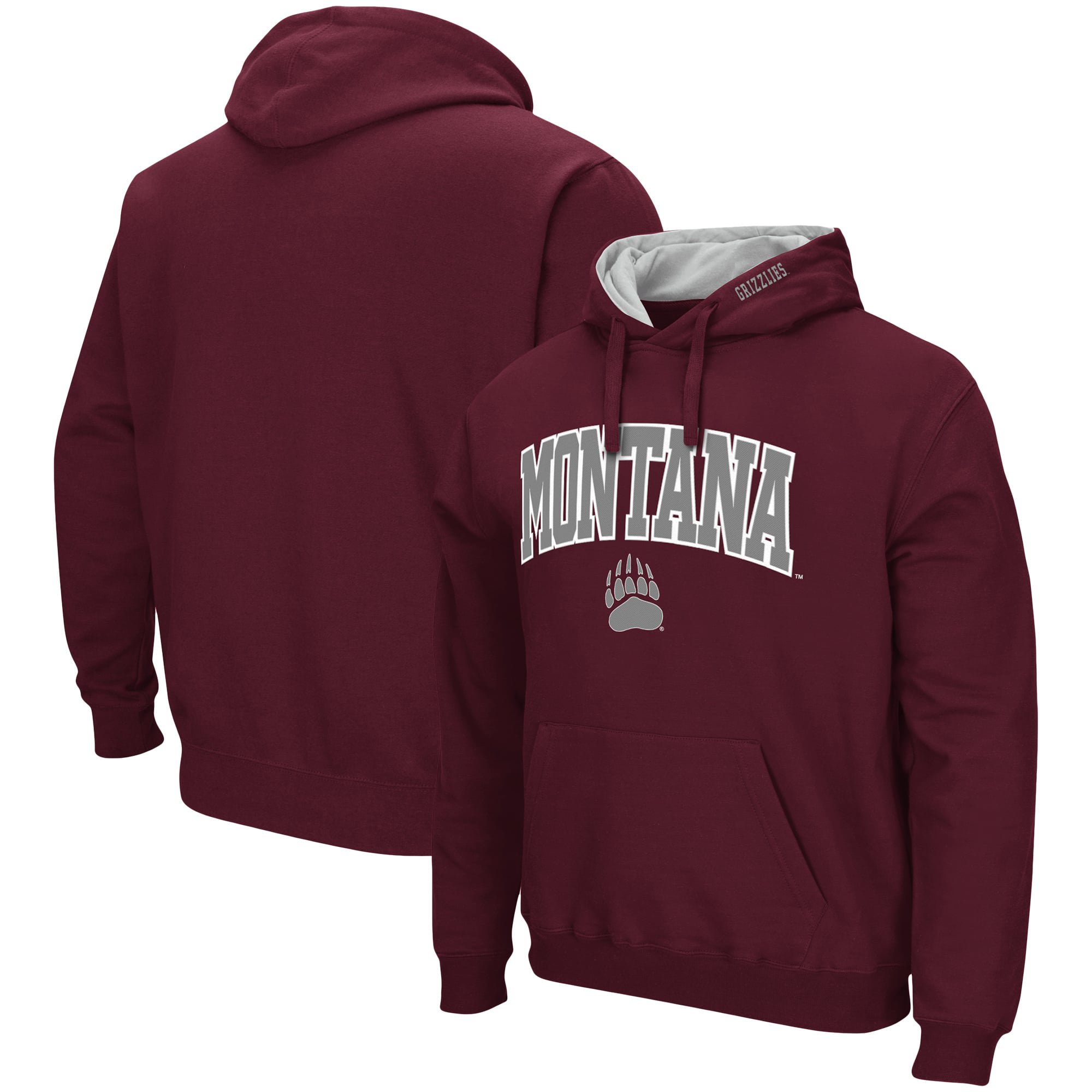 Men's Colosseum Maroon Montana Grizzlies Arch & Logo 3.0 Pullover Hoodie