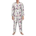 thumbnail image 3 of Lsque Orchids Flowers Pattern Long Sleeve Pajama Set for Men - Soft 2-Piece Sleepwear and Loungewear Set with Pockets, Comfy Nightwear-Small, 3 of 7