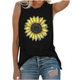 thumbnail image 2 of Zedker Shirts for Women Sunflower or Flower Graphic Tank Top Casual Sleeveless Round Neck Summer Tee Black Plus L, 2 of 3