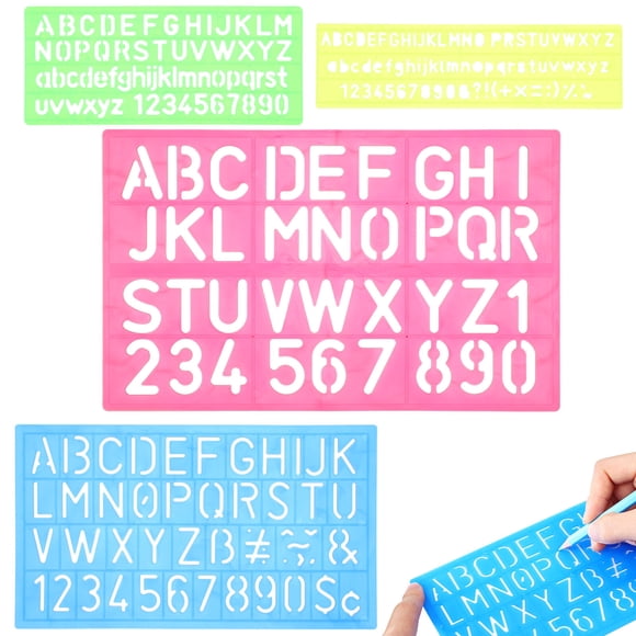 KAKOWELY Letters And Numbers Alphabet Templates: 4pcs Plastic Numbers Alphabet Stencil For Learning, Painting, Scrapbooking,9.65"X5.94"X0.2"