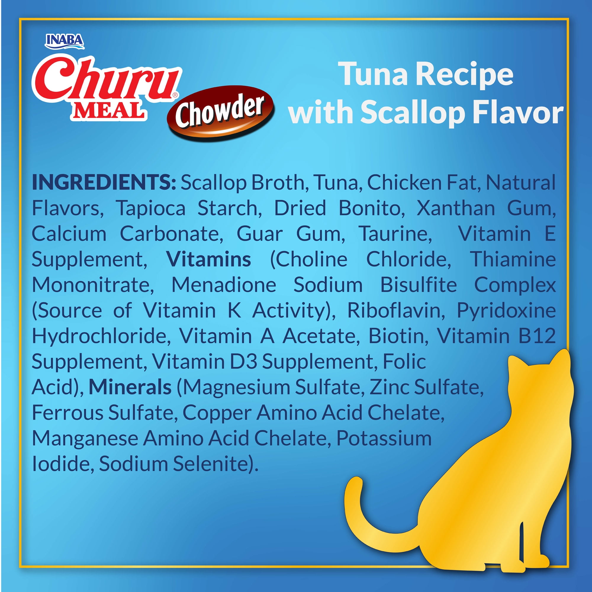 (12 pack) INABA Churu Meal Chowder Adult Wet Cat Food, 2.29 oz cup, 1-count, Tuna Recipe with Scallop Flavor