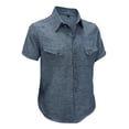 thumbnail image 5 of FRSASU Men's Cotton Linen Shirts Short Sleeve Tops Casual Lightweight Button Down Shirt Summer Tops with 2 Pocket Navy, 5 of 7