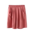 thumbnail image 2 of ClodeEU Women's Summer Plus Size Elastic Waist Shorts, Solid Color Casual Loose Shorts with Pockets Pink,Women's Plus XXXXXL, 2 of 5