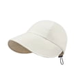 thumbnail image 2 of dianhelloya Women Summer Hat Wide Brim Solid Color Drawstring Face Protection Breathable Sunshade Beige, 2 of 8