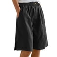 thumbnail image 3 of TAGOLD Women's Summer Athletic Shorts Pants,Casual Plus Size Short Pants for Womens,Women's Half Shorts Pants Summer Elastic Waist Buttons Casual Linen Pockets Pants, 3 of 5