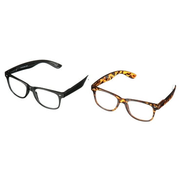 2 Pairs of Comfortable Classic Retro Reading Glasses - Bifocals - Spring Hinge - Gloss Black and Gloss Tortoise Frame