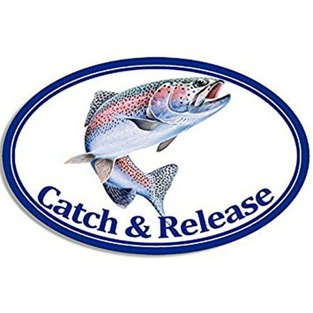 Oval RAINBOW TROUT Catch and Release Sticker Decal (fish fishing) Size: 3 x 5