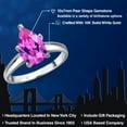 thumbnail image 2 of Gem Stone King 10K White Gold Pink Created Sapphire Engagement Ring for Women | 2.41 Cttw | Pear Shape 10X7MM | Gemstone September Birthstone | Size 9, 2 of 6