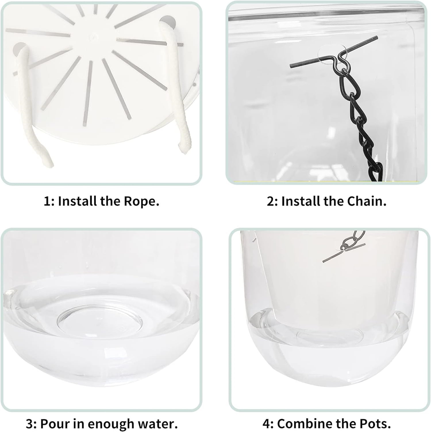 Bexikou 3Pcs Self-Watering Hanging Flower Pot Plants,Indoor Hanging Flower Pots with Drainage Holes for Indoor Outdoor