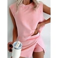 thumbnail image 2 of Womens Travel Outfits Summer Lounge Set Two Pieces Mineral Wash Cotton Tank Top Lined Split Athletic Skirt Set Pink XL, 2 of 8