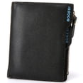 thumbnail image 1 of Vertical Men's ID Cridit Card Slots PU Bifold Style Short Wallet Zipper Coin Money Purse, 1 of 7