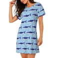 thumbnail image 2 of Pofeuu Party Shark Cute Print Women's Loose Fit Short Sleeve Nightgown, Comfortable Sleep Dress for Women, Casual Lounge Sleepwear, Soft Cotton Sleep Dress, 2 of 6