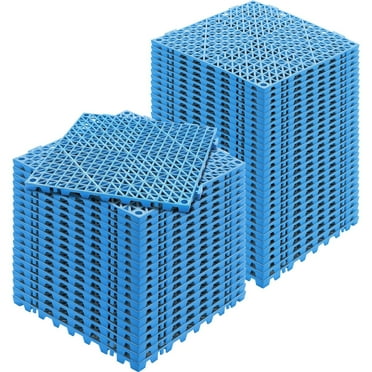 HCY Interlocking Tile 50PCS Blue, Drainage Tiles 12" x 12" Splicing, Soft PVC Interlocking Drainage Floor Tiles, Non-Slip Drainage Holes for Restroom, Bathroom, Kitchen, Pool, Wet Areas