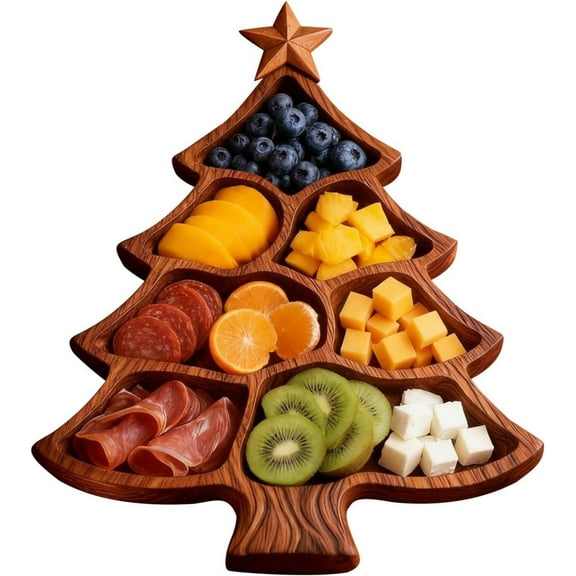 Feltree Christmas Tree Shaped Wooden Charcuterie Board - Holiday Serving Platter for Appetizers, Cheese, Snacks, Parties & Home Decor