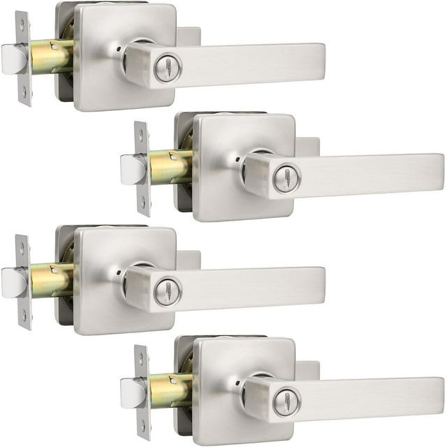 Brushed Nickel Door Handles Nickel Door Lever Privacy Use Door Lock Set Interior Bathroom/Bedroom Door Handle Satin Nickel Reversible for Left Right Sided Doors
