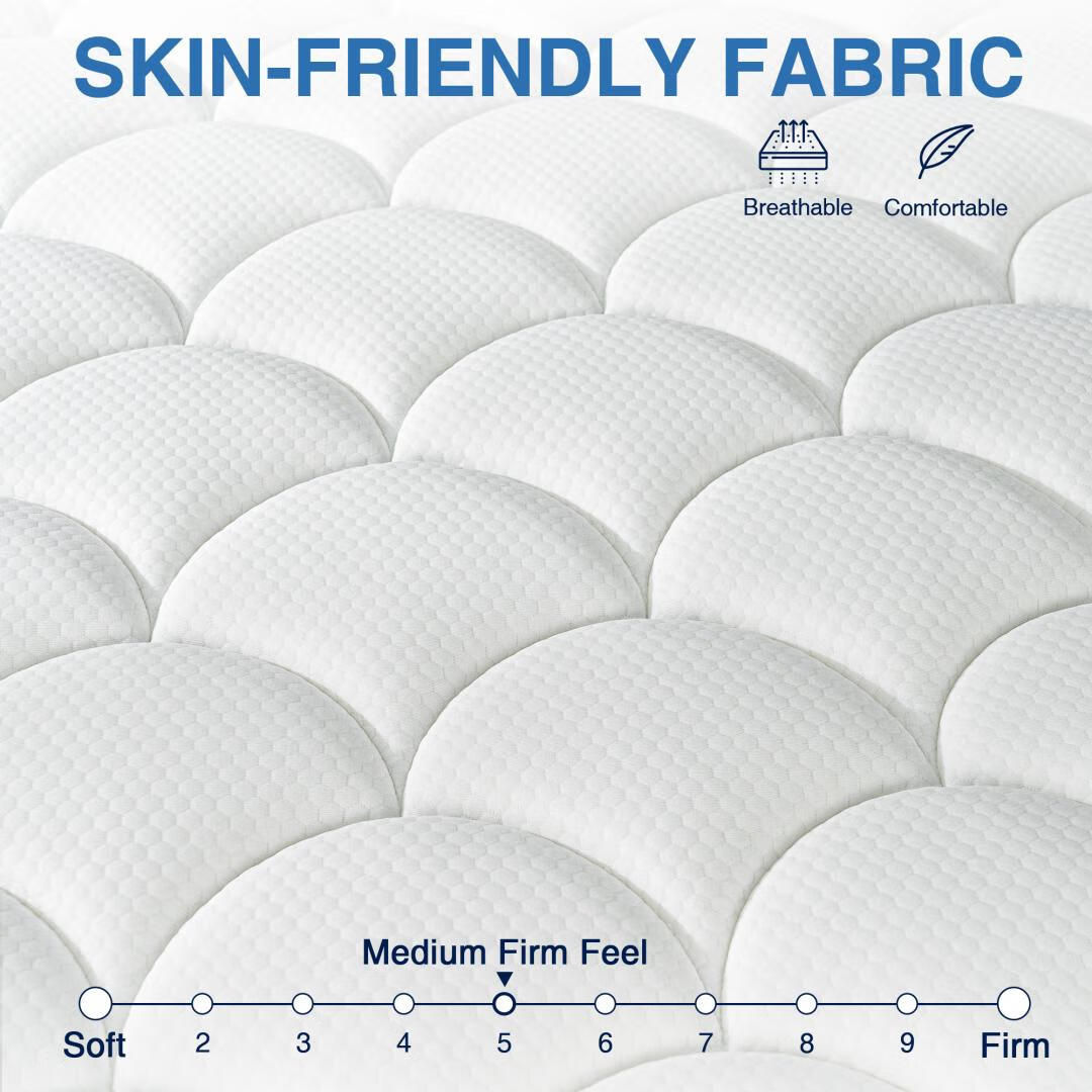Queen Rose 14'' Queen Size Hybrid Mattress with Pocket Spring and Memory Foam, Medium Firm