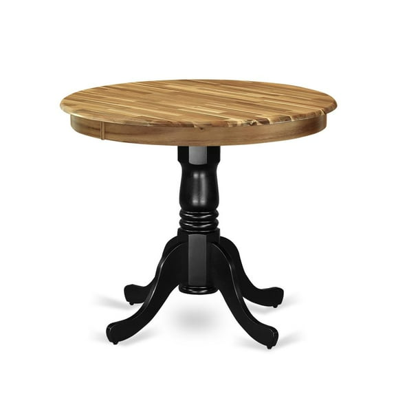 East West Furniture Antique Round Acacia Wood Dining Table in Natural/Black