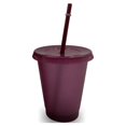 thumbnail image 1 of Toystoory Taza para beber con tapa y taza con tapa y pajita, botella reutilizable de plástico PP para bebidas frías, café, jugo, batido Mostrada Rojo púrpura 480ml, 1 of 6