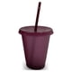 thumbnail image 1 of Naiovety Vaso para beber con tapa y pajita de plástico PP reutilizable con tapa y botella de pajita para bebidas frías, batidos de jugo de Mostrada Rojo púrpura 480ml, 1 of 6
