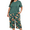 Green Floral, variant on ValueVibe Plus Size Pajama Sets for Women V-Neck Short Sleeve and Capri Pants Pajamas 2 Piece Loungewear Sets, Black Plaid XL