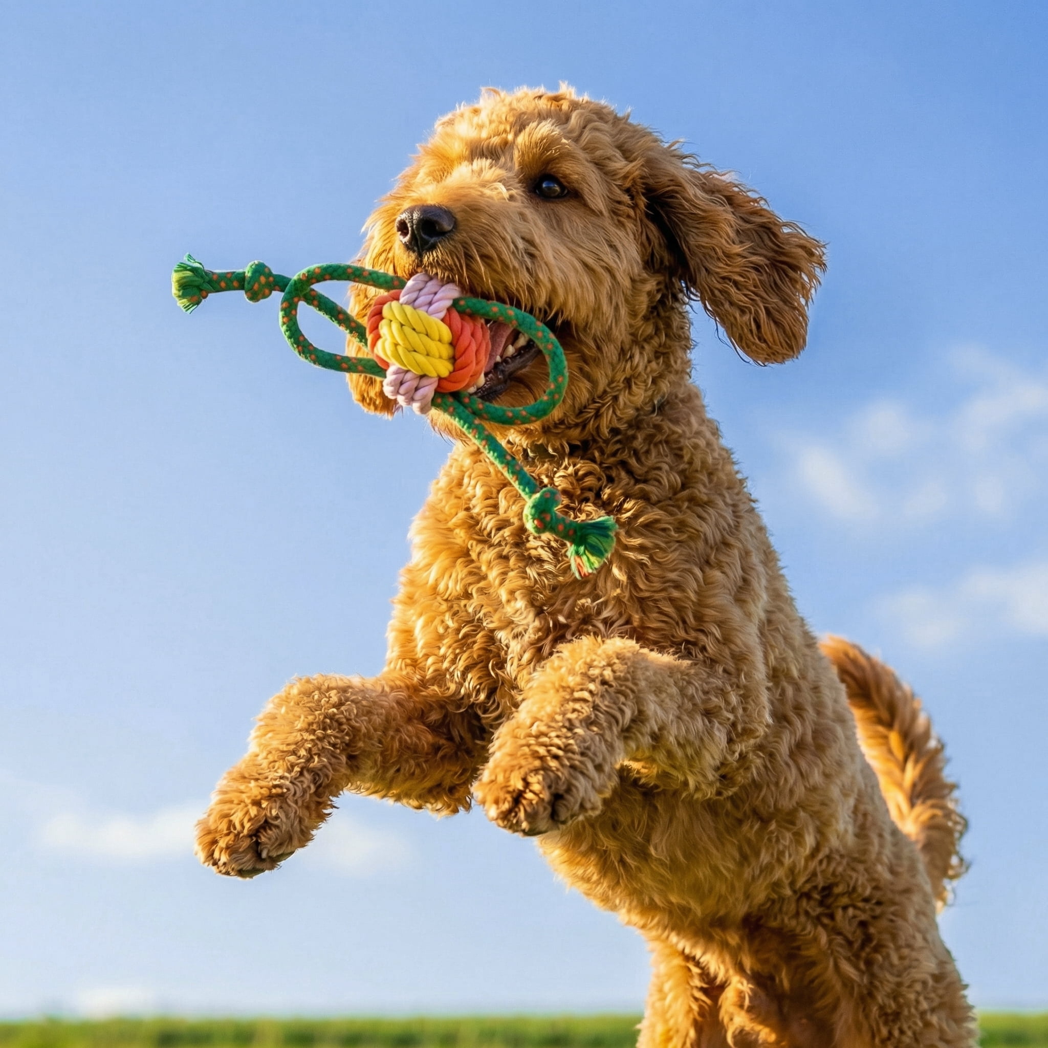 Oodles Durable Lasso Rope Dog Toy Set, Green, Large