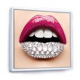 thumbnail image 3 of Girl Lips With Pink Lipstick White Diamonds 36 in x 36 in Framed Photography Canvas Art Print, by Designart, 3 of 5