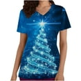thumbnail image 1 of LSLJS Christmas Tops Hauts de Sarrau de Noël pour Femmes à Manches Courtes, Col en V, Hauts d'Uniforme de Travail Imprimés avec Poche, Blouse, Scrub, 1 of 4
