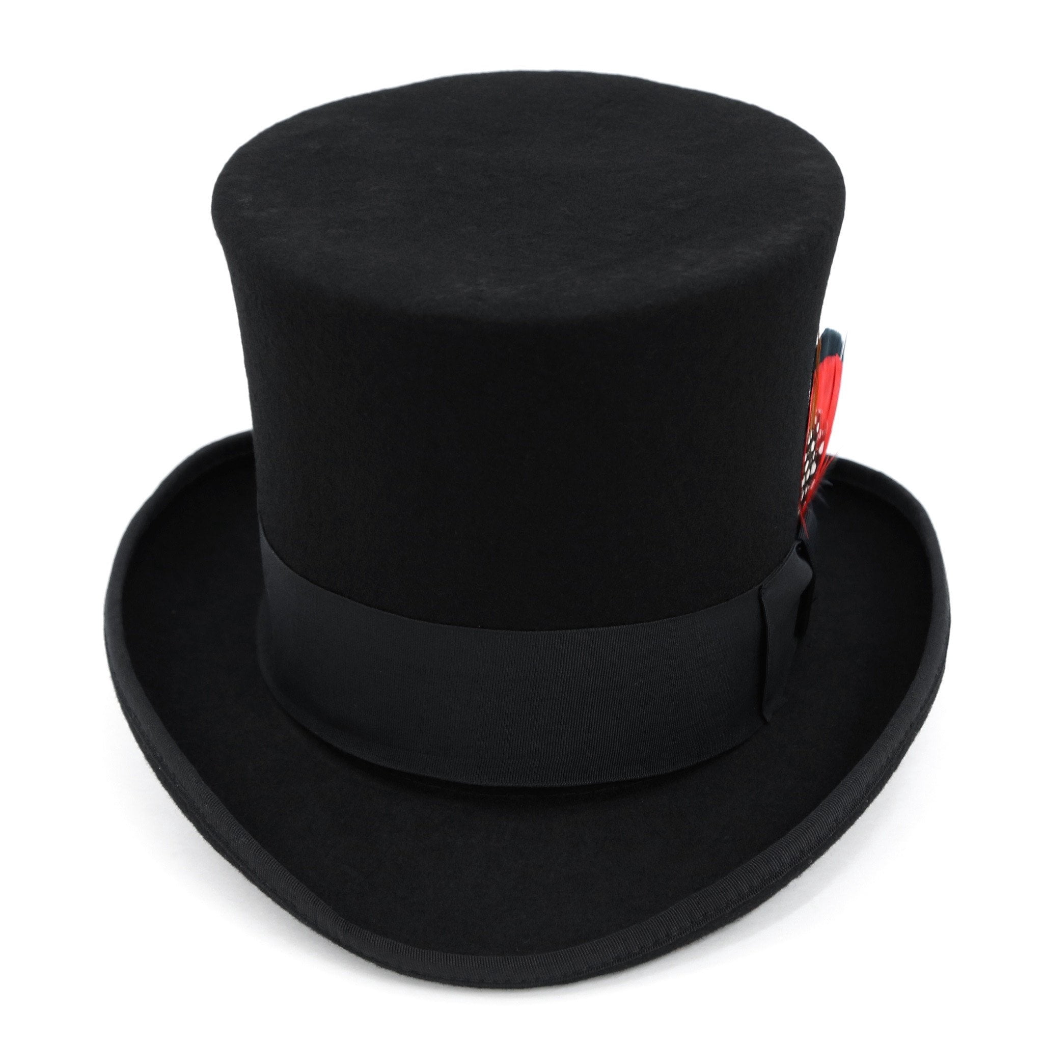 Ferrecci Satin Lined Black Wool Top Hat with Grosgrain  display picture 1