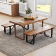 thumbnail image 4 of Costway 60" Long Hallway Bench Entryway Bench with Metal Frame Farmhouse Wooden Shoe Rack, 4 of 10