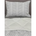 thumbnail image 3 of Damask Grey Comforter & Sham Bedding Set, Repetitive Floral Swirls Baroque Classic Ornamental Graphic, 3 pcs Duvet Set Microfiber Filling Quilt, 5 Sizes, Pale Grey and White, by Ambesonne, 3 of 4
