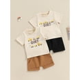 thumbnail image 4 of Aojekbee Baby Boys Summer Outfits Letter Print Short Sleeves T-Shirt and Elastic Shorts for 2 Piece Vacation Clothes Set, 4 of 10