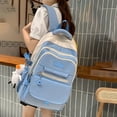 thumbnail image 1 of 1pc New Junior High High School Students, Large Capacity Multi-layer Design Portable Backpack, Wide Shoulder Straps Simple Backpack, Fashion Contrast Color Bag, 1 of 5