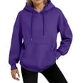 thumbnail image 3 of Mohiass Pullover Hoodies for Women Oversized Fall Trendy 2025 Hooded Sweatshirts Drawstring Fleece Lined Preppy Clothes Purple XL, 3 of 5