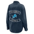 thumbnail image 3 of Women's WEAR by Erin Andrews Denim Detroit Lions Washed Oversized Denim Full-Snap Shacket, 3 of 6