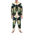 thumbnail image 3 of Picia Blue Black Butterfly Art Pattern Men’s Long-Sleeve Sleepwear Set - Soft 2-Piece Loungewear with Pockets, Comfy PJs for Relaxing Nights-Medium, 3 of 7