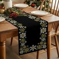 thumbnail image 2 of Burlap Table Runner 70 Inches Long,Winter Snowflake on Black Background Non-Slip Kitchen Table Runners for Dining Room Everyday Use Party Table Decorations Gold White Pattern, 2 of 9