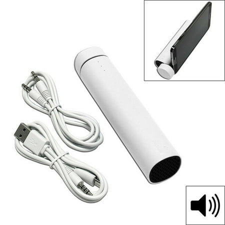 White Mobile Speaker USB Power Bank 4000mAh Battery Backup iPhone 4 4S 5 5S 5C