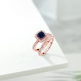 thumbnail image 4 of Gem Stone King 18K Rose Gold Plated Silver Wedding Engagement Ring Band Bridal Created Sapphire Moissanite (1.52 Cttw), 4 of 6
