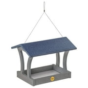 Birds Choice Green Solutions Fly-Thru Feeder, Gray with Blue Roof