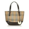 Pre-Owned Burberry Haymarket Check Handbag Canvas Fabric Brown