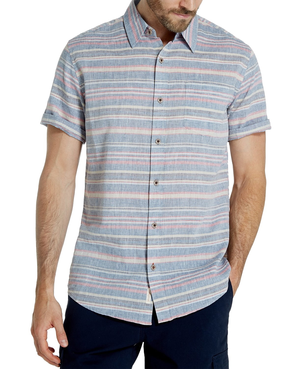 Horizontal striped button down shirt Clearance