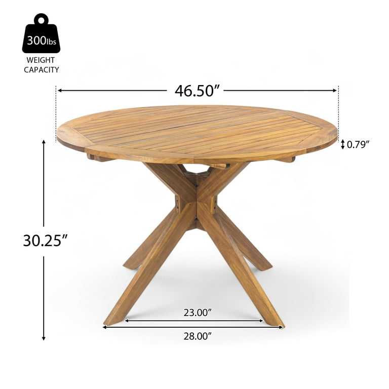 Desert Fields Burke Outdoor Acacia Wood Round Dining Table, 47.25
