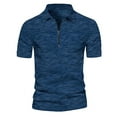 thumbnail image 2 of KBODIU Polo Shirts for Men Zipper Casual Classic Short Sleeve Mens Shirts Quarter-Zip Casual Slim Fit Turndown Neck Basic Cotton T Shirt Summer Tops Navy XXL, 2 of 4