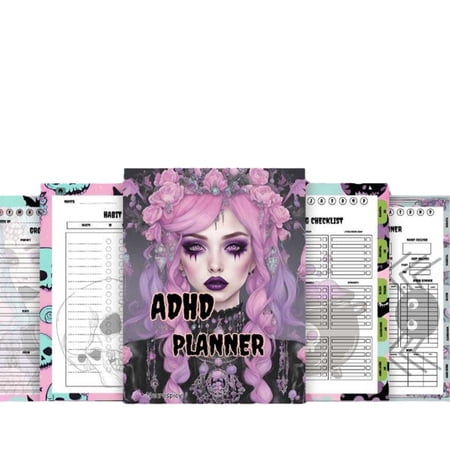 Gothic pastel diary for ADHD | 43-page editable organizer | Canvas compatible | Anime-inspired productivity journal