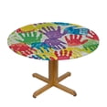 thumbnail image 3 of HAOXIT Paint Hand Prints Seamless Pattern with Handprints Round Tablecloth, Washable Circular Macrame Table Cloth Cover for Kitchen Dinner Party Tabletop Decor 31-35, 3 of 8