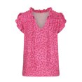 thumbnail image 3 of ZZwxWA Casual Ruffle Trim Sleeveless Tank Tops For Womens V Neck Leopard Printing Loose Blouse Summer Tassel Cute Pullover T-Shirt Hot Pink S, 3 of 5