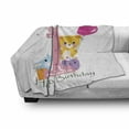 thumbnail image 3 of 1st Birthday Soft Flannel Fleece Throw Blanket, Princess Girl and Party Cake with Candle Teddy Bear Toy Print, Cozy Plush for Indoor and Outdoor Use, 70" x 90", Pale Pink and Hot Pink, by Ambesonne, 3 of 6