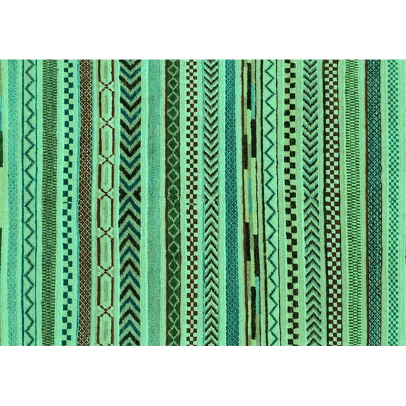 Ahgly Company Indoor Rectangle Abstract Turquoise Blue Modern Area Rugs, 6' x 9'