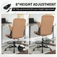 thumbnail image 3 of Misolant Drafting Chair, Tall Office Chair for Standing Desk, Standing Desk Chair with Adjustable Height and Flip-up Arm, Leather Drafting Chair, High Office Chair for Counter Height Desk, 3 of 6