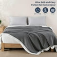 thumbnail image 4 of PHF Waffle Sherpa Bed Blanket Queen Size, Cozy Warm Reversible Plush Flannel Blanket for Winter, 90" x 90", Grey, 4 of 8